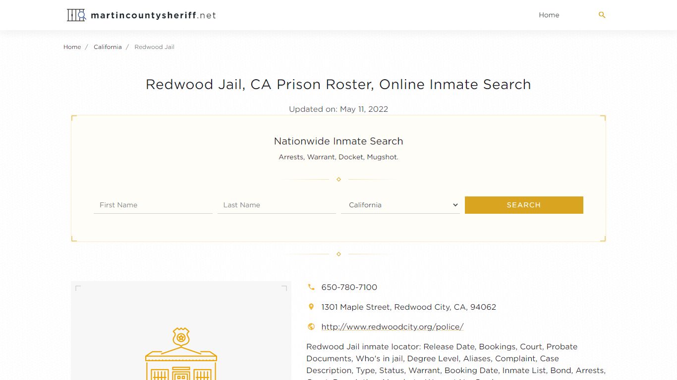 Redwood Jail, CA Prison Roster, Online Inmate Search ...