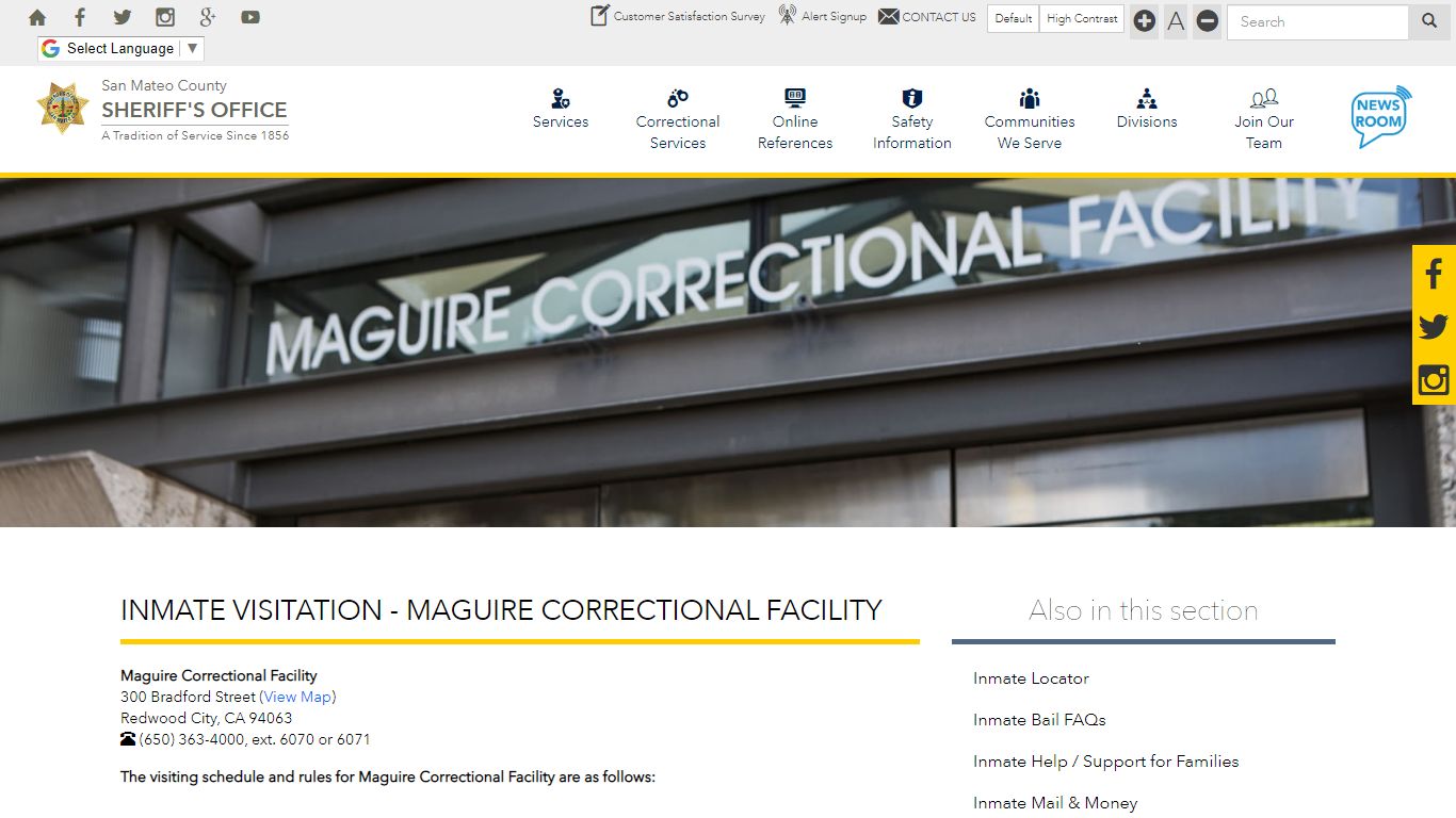 Inmate Visitation - Maguire Correctional Facility | San ...